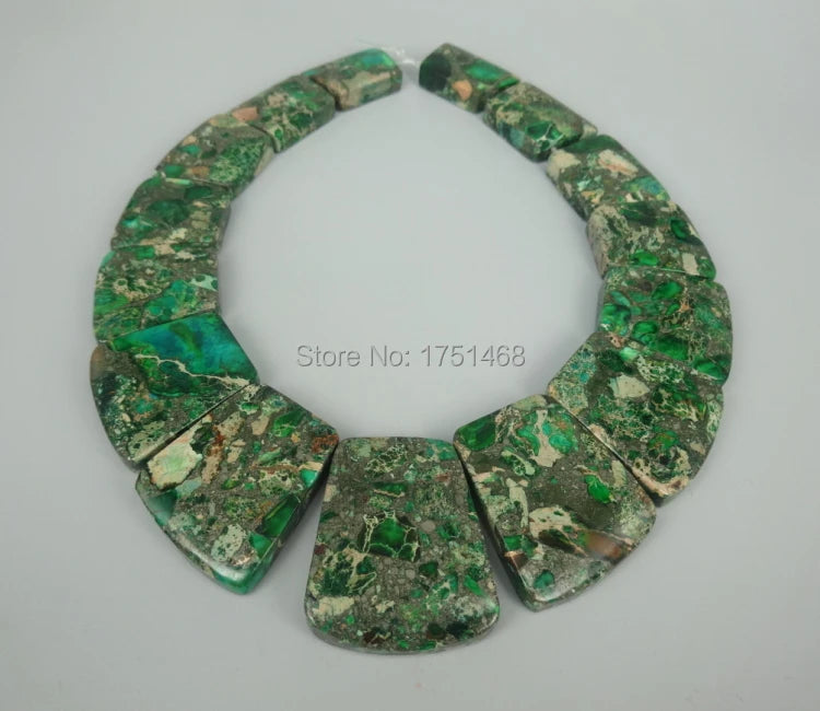 Green Sea Ocean Stone Slice Beads Top Drilled Slab Shape Jewelry Making