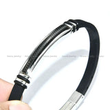 Arrival Carbon Fiber Stainless Steel Silicone Bracelets 6mm Wide Men's Jewelry