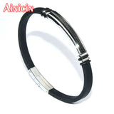 Arrival Carbon Fiber Stainless Steel Silicone Bracelets 6mm Wide Men's Jewelry