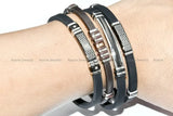 Arrival Carbon Fiber Stainless Steel Silicone Bracelets 6mm Wide Men's Jewelry