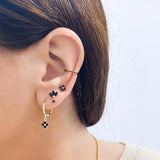 Zircon Enamel Hoop Earring Women Piercing Jewelry
