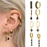 Zircon Enamel Hoop Earring Women Piercing Jewelry