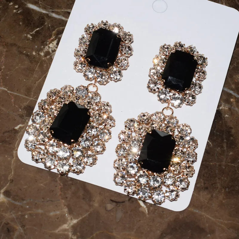 Crystal Big Drop Dangle Earrings For Women Party Show Jewelry