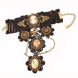 Steampunk Lace Finger Connect Bracelet with Metal Parts