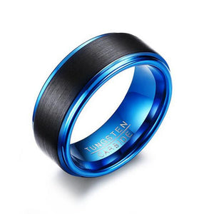 Blue Tungsten Carbide Wedding Band Ring for Men