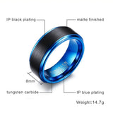 Blue Tungsten Carbide Wedding Band Ring for Men