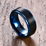Blue Tungsten Carbide Wedding Band Ring for Men