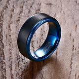 Blue Tungsten Carbide Wedding Band Ring for Men