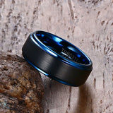 Blue Tungsten Carbide Wedding Band Ring for Men