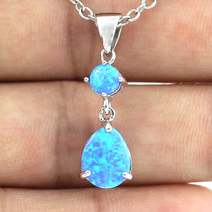 Fire Opal Women Silver Plated Pendant Necklace