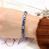 Pink Ceramic Bracelet with CZ Crystal, Stainless Steel Bangle