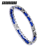 Pink Ceramic Bracelet with CZ Crystal, Stainless Steel Bangle