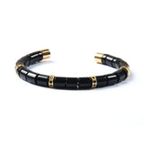 Blue Red Sky Bead Titanium Stainless Steel CZ Bangle Men Jewelry