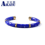 Blue Red Sky Bead Titanium Stainless Steel CZ Bangle Men Jewelry