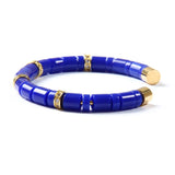 Blue Red Sky Bead Titanium Stainless Steel CZ Bangle Men Jewelry