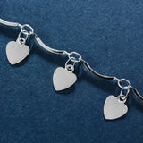 Bohemia Women 925 Sterling Silver Anklet Heart Pandent Anklet