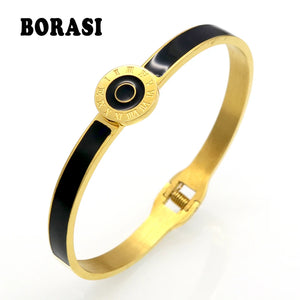 Double Circle Roman Numerals Love Cuff Bracelet Resin Womens Bracelet