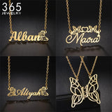 Butterfly Style Name Necklace Stainless Steel Choker