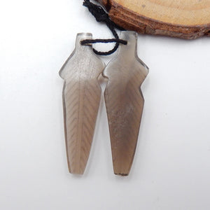 Smoky Quartz Flatback Gemstone Earrings 38x13x5mm