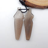 Smoky Quartz Flatback Gemstone Earrings 38x13x5mm