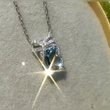 Aquamarine Butterfly Pendant Necklace Chain 925 Silver