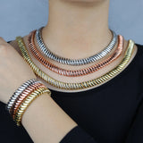 European Women Jewelry Rose Silver 10mm Herringbone Snake Chain Choker Necklace