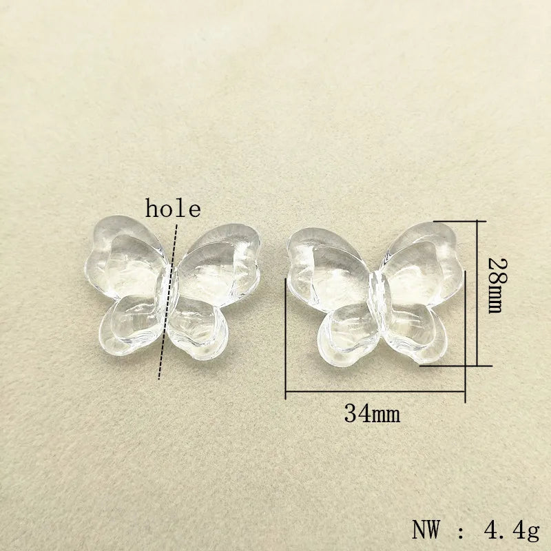 Clear Acrylic Butterfly Shape Beads for Earrings/Necklace DIY Parts