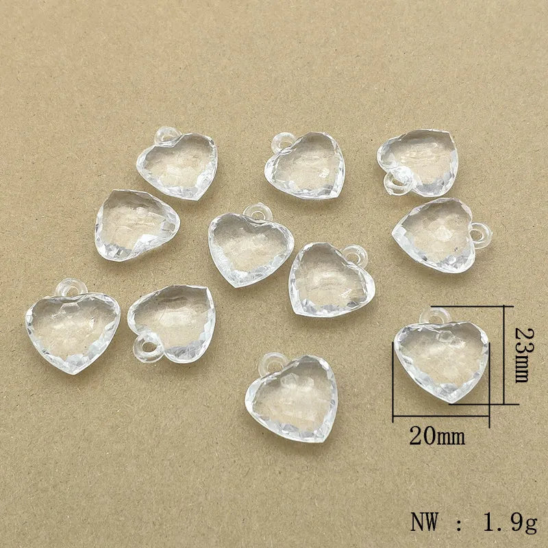 Clear Acrylic Heart Shape Charm Beads for Jewelry DIY, Findings