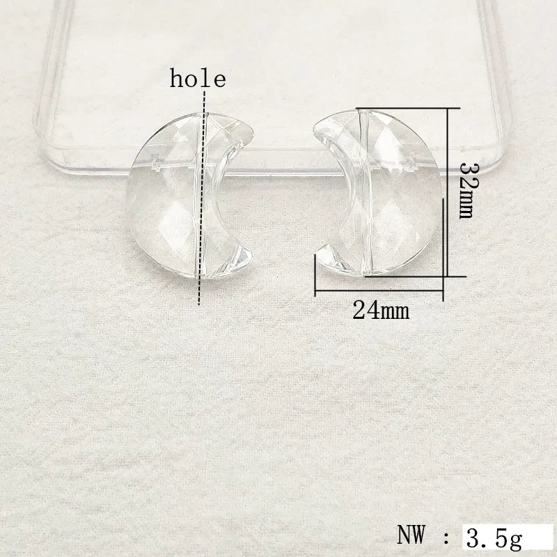 Clear Acrylic Moon Shape Beads for DIY Jewelry Making