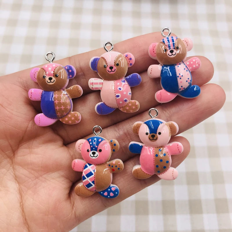 Colorful Bear Resin Charms Pendant for DIY Jewelry, Earrings, Keychain