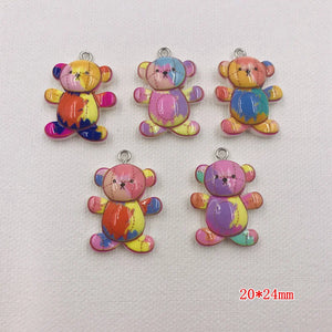 Colorful Bear Resin Charms Pendant for DIY Jewelry, Earrings, Keychain