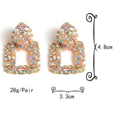Colorful Crystal Square Metal Drop Earrings