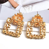 Colorful Crystal Square Metal Drop Earrings