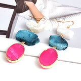Colorful Natural Stone Long Earrings