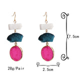 Colorful Natural Stone Long Earrings