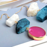 Colorful Natural Stone Long Earrings
