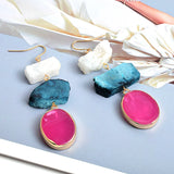 Colorful Natural Stone Long Earrings
