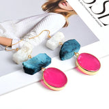 Colorful Natural Stone Long Earrings