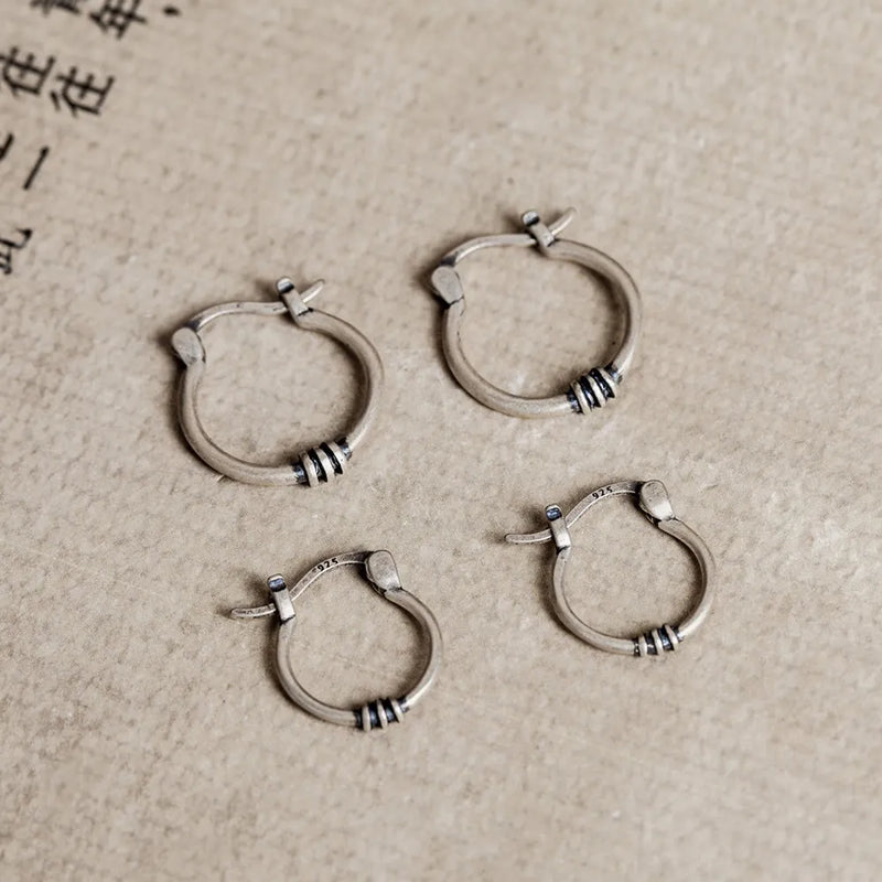 Arrival Punk 925 Silver Circle Hoop Earrings Allergy-Free