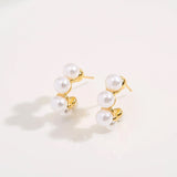Copper Zircon Pearl Circle Hoop Earrings for Women Girls Party
