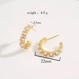 Copper Zircon Pearl Circle Hoop Earrings for Women Girls Party