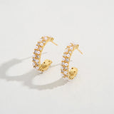 Copper Zircon Pearl Circle Hoop Earrings for Women Girls Party