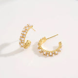 Copper Zircon Pearl Circle Hoop Earrings for Women Girls Party