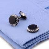 Classic Enamel&Crystal Cufflinks & Studs Set for Men - Tuxedo Shirt Jewelry