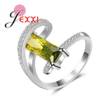 Arrival Curve Rings with Olive CZ 925 Sterling Silver Needle