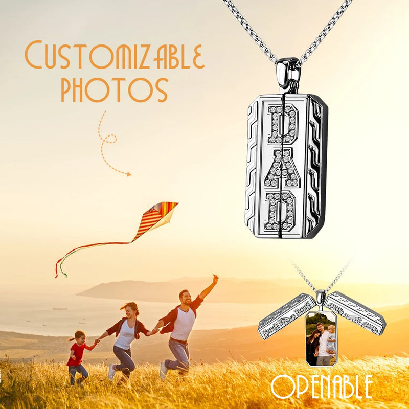 Arrival Photo Pendant Necklace for Dad Birthday Gift