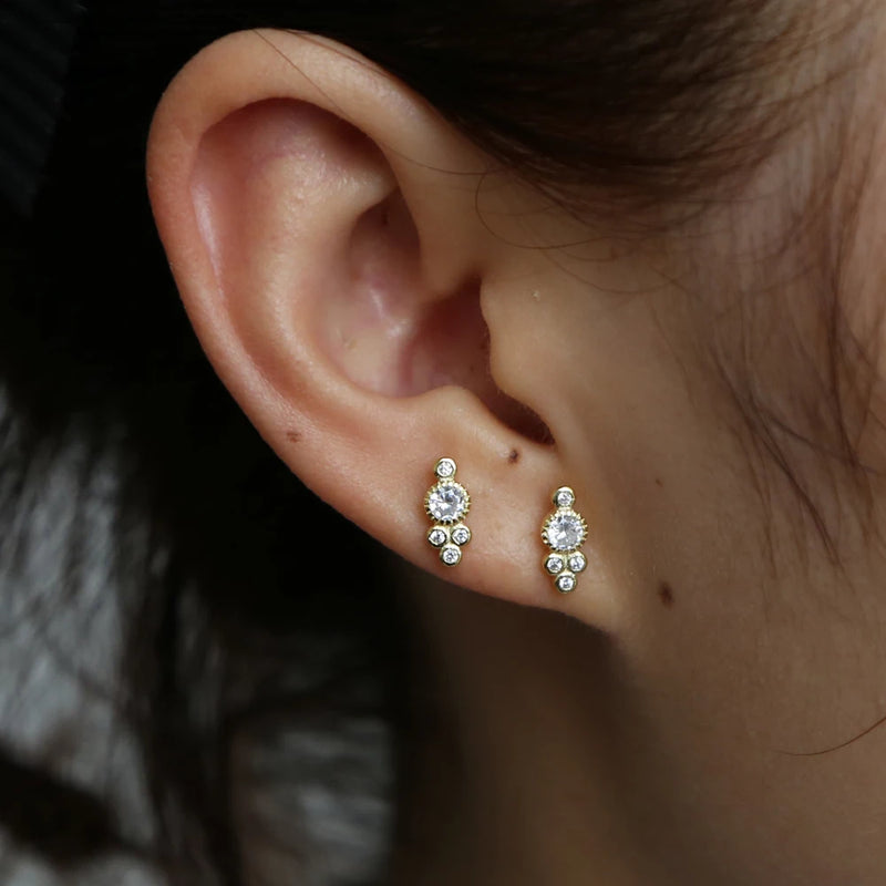 CZ Stud Earrings 925 Sterling Silver Minimal Delicate Jewelry