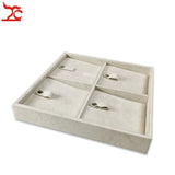 Gray Velvet Jewelry Box Organizer Drawer