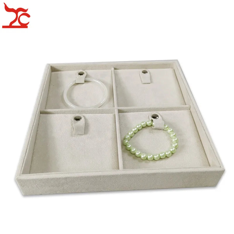 Gray Velvet Jewelry Box Organizer Drawer