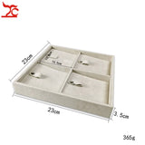 Gray Velvet Jewelry Box Organizer Drawer